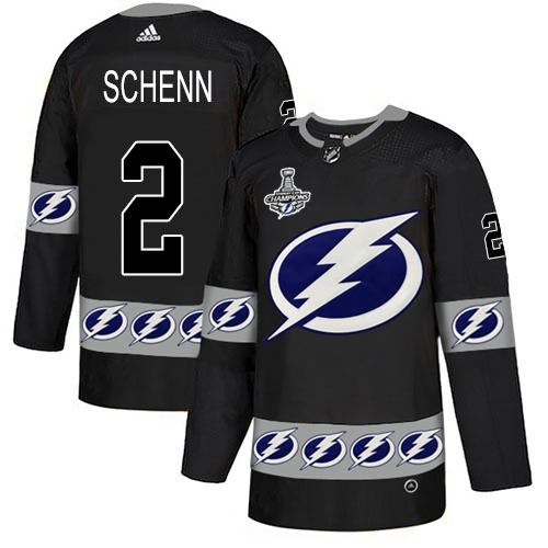 Men Adidas Tampa Bay Lightning #2 Luke Schenn Black Authentic Team Logo Fashion 2020 Stanley Cup Champions Stitched NHL Jersey
